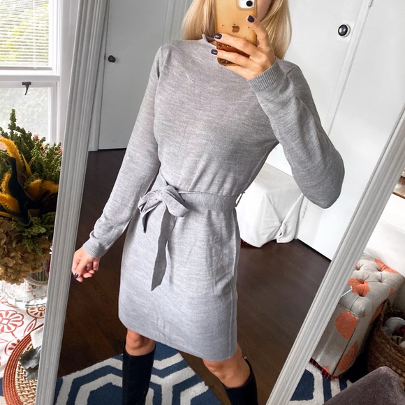 🍂 ESMARA GREY LONG SLEEVE BELTED FIT & FLARE DRESS! - Picture 2 of 9